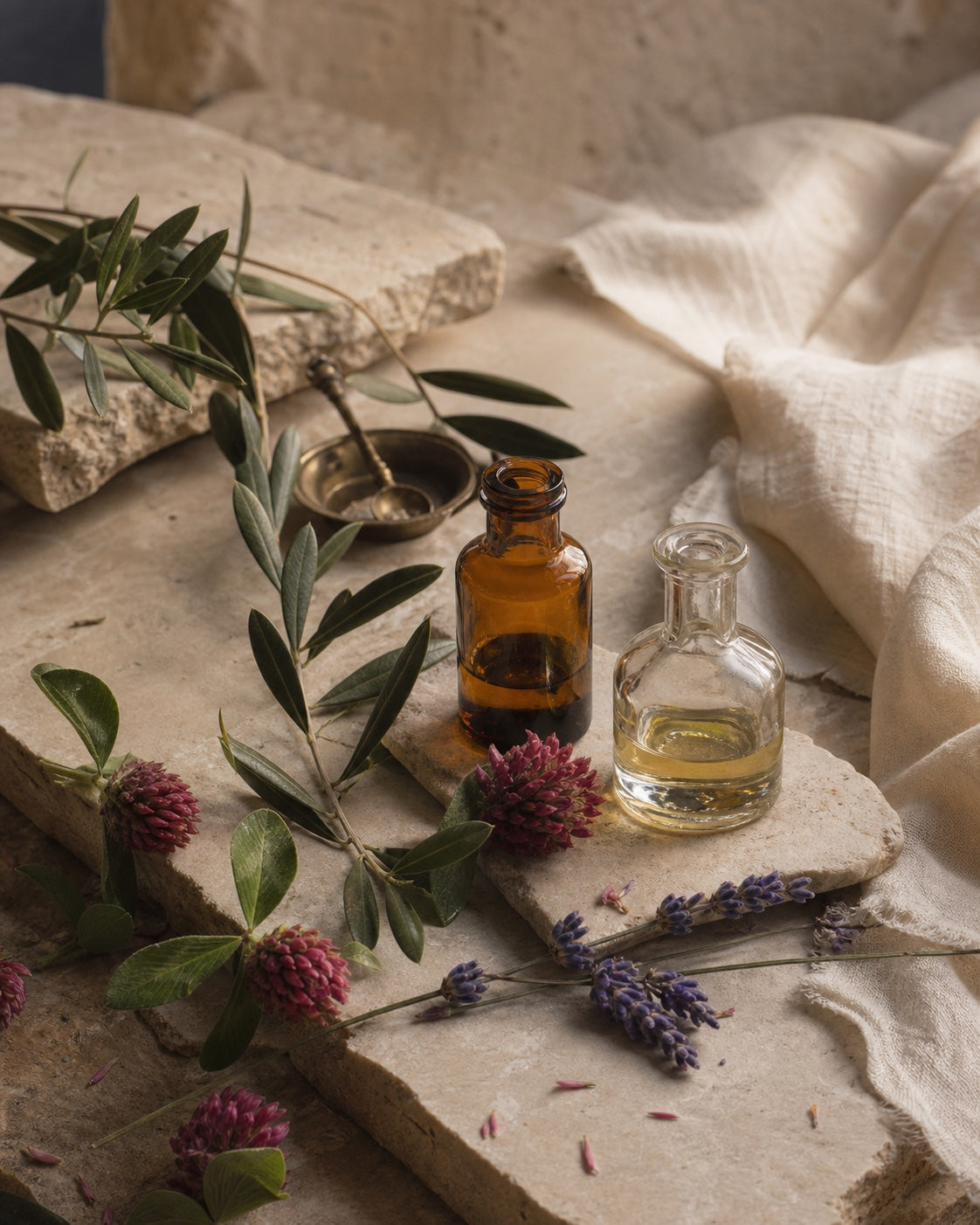 Botanical Anatolian still life for a journal story about vegan cosmetics