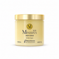 Minerva108 Body Scrub — 350 ml jar with gold lid, front view