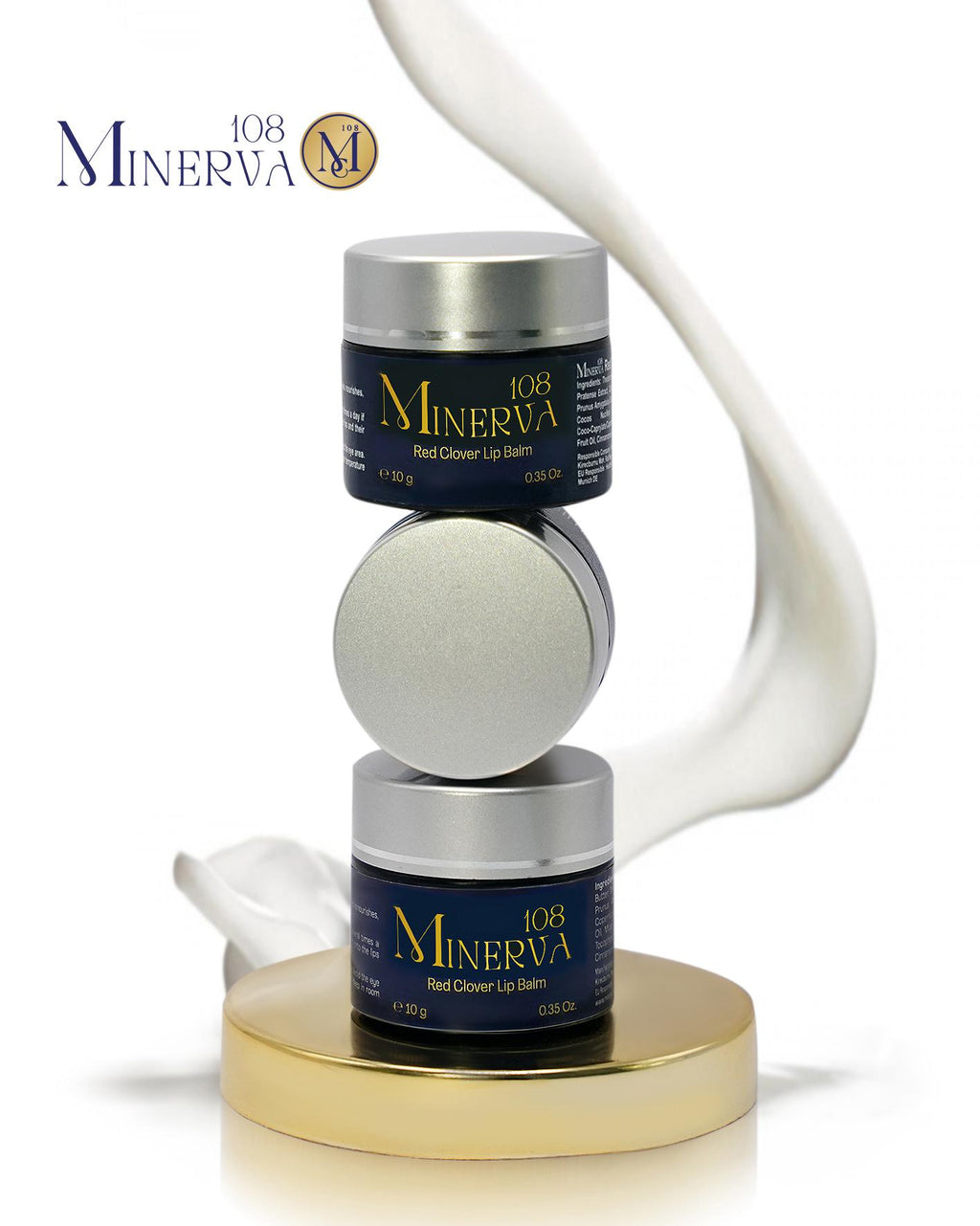Minerva108 Red Clover Lip Balm, Vegan Plumping, Black Pepper Cinnamon (10 g)