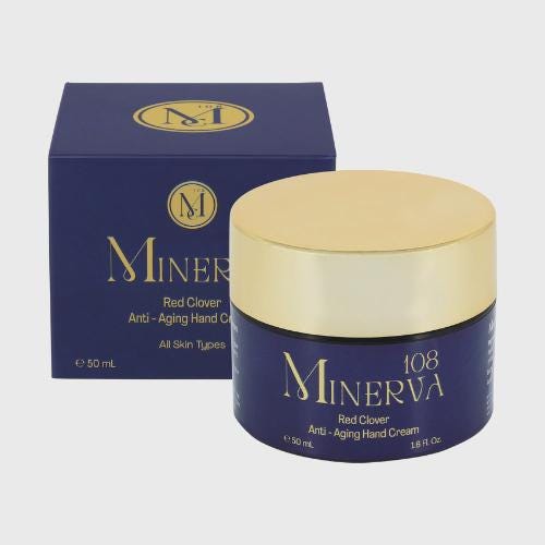 Minerva108 Red Clover Anti-Aging Hand Cream, Vegan Moisturizer (50 ml)