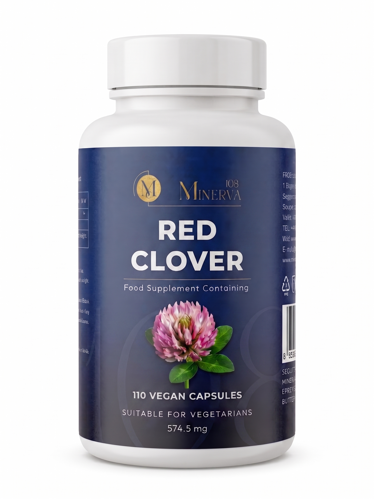 Minerva108 Red Clover Food Supplement, Vegan Capsules