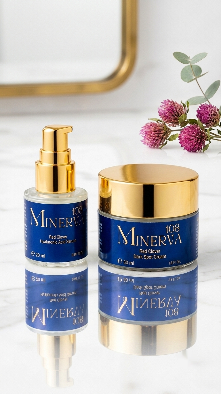 Minerva108 Red Clover Radiance Duo, serum ve krem ikilisi