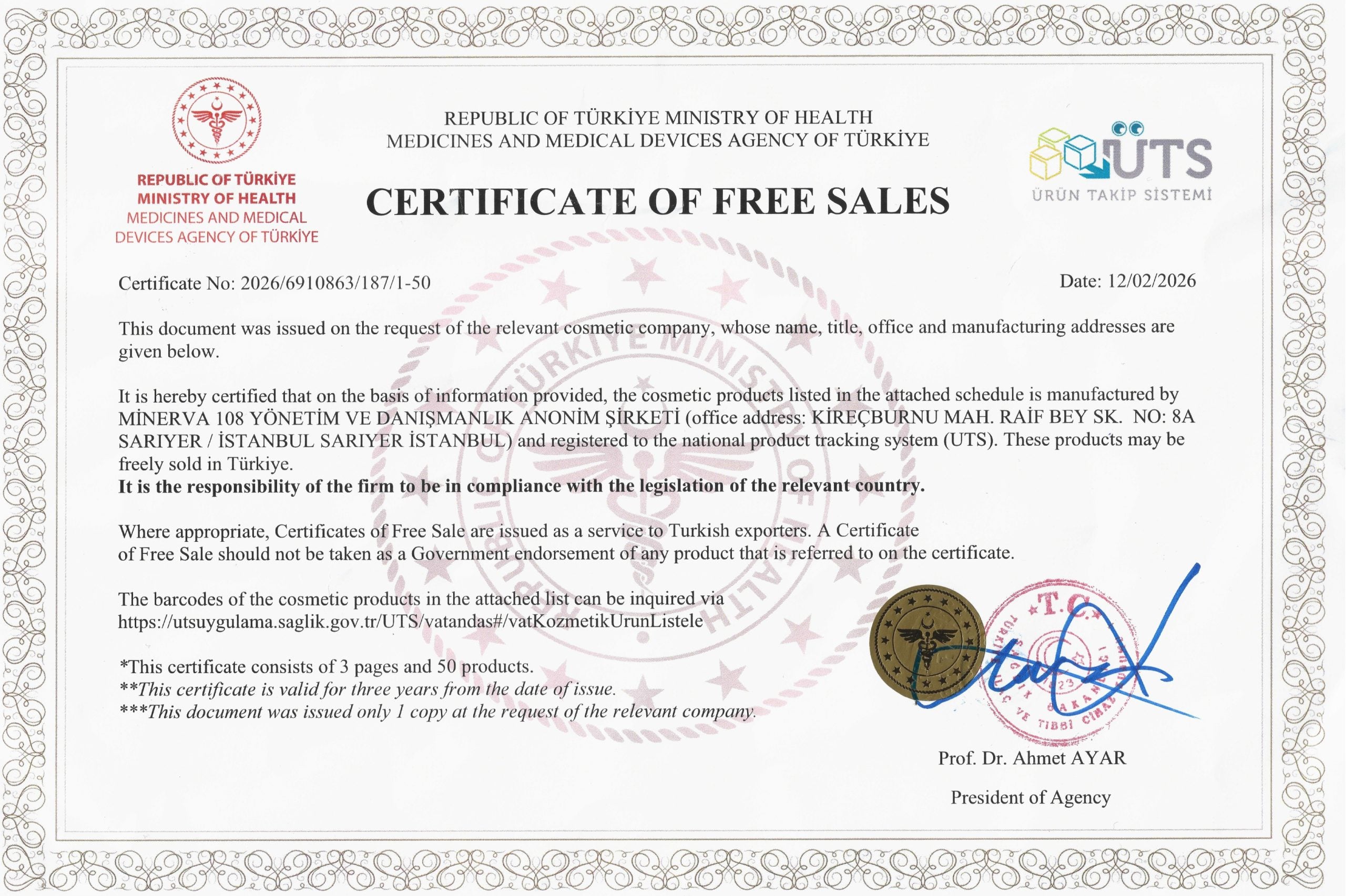 UTS registration certificate