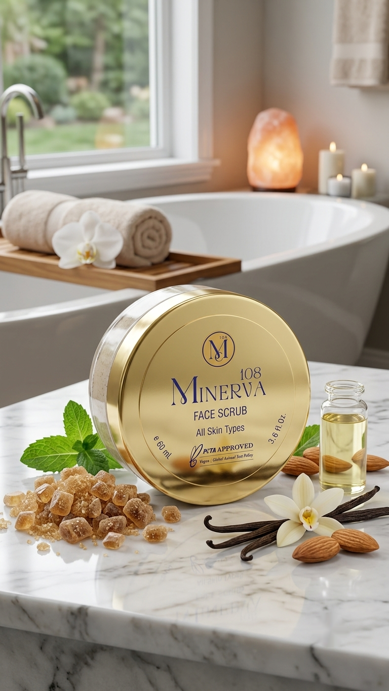 Minerva108 Face Scrub 60 ml, kapalı kavanoz