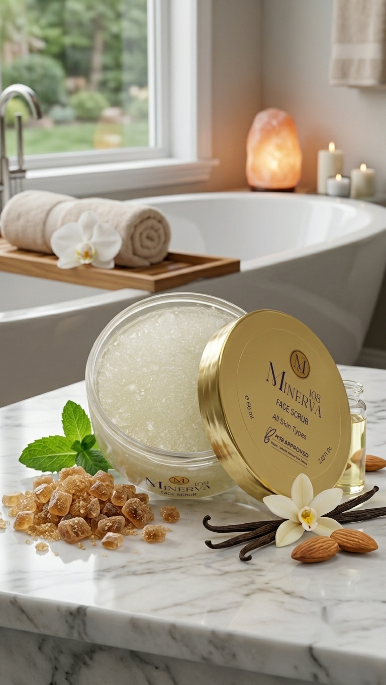Minerva108 Face Scrub 60 ml, açık kavanoz