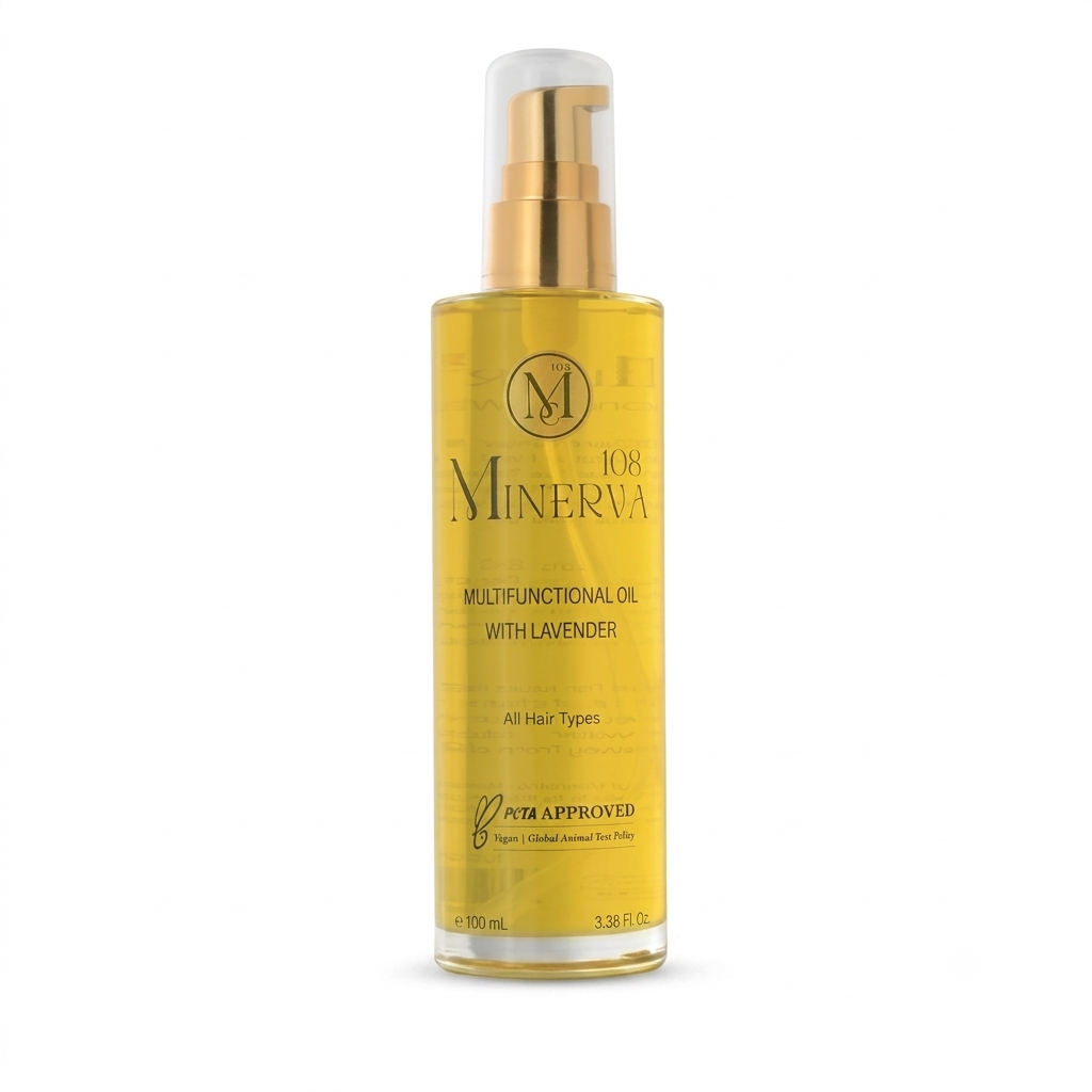 Minerva108 lavender multi oil nourishing hair face body vegan peta approved 100ml