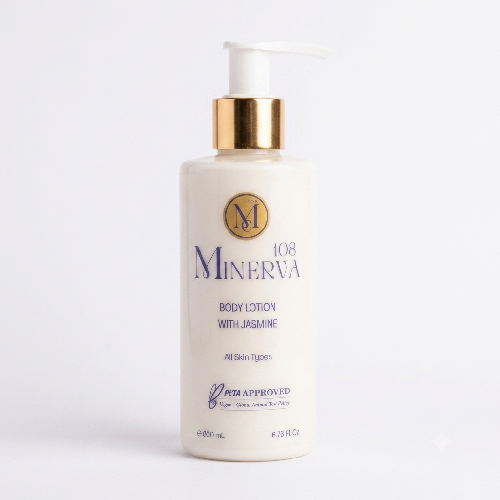 Minerva108 vegan jasmine body lotion long lasting hydrating body moisturizer cruelty free peta approved 200ml