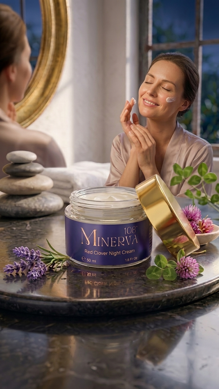 Minerva108 Red Clover Night Cream kullanımı, akşam bakım rutini