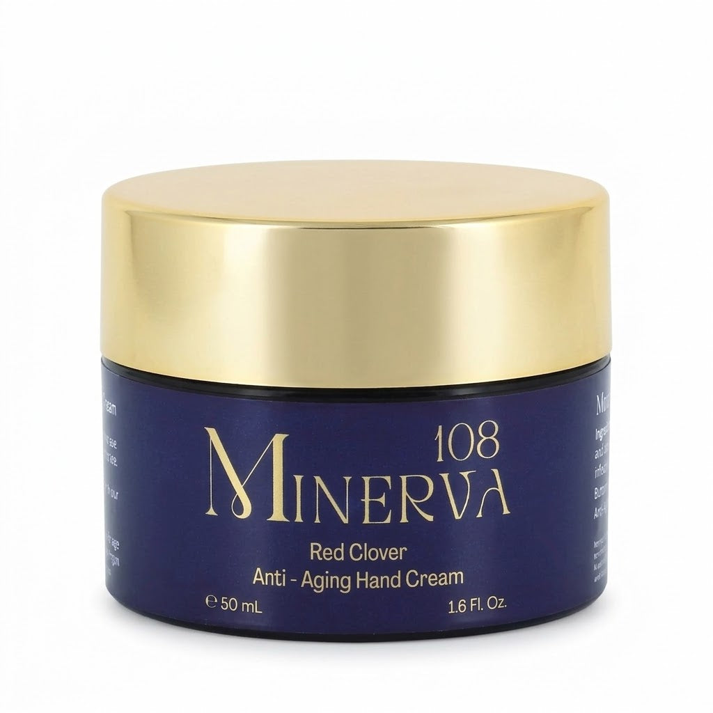 Minerva108 كريم اليدين المضاد للشيخوخة بالبرسيم الأحمر، مرطّب نباتي (50 ml)